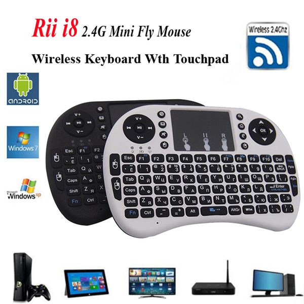 Rii I8 Wireless English keyboard with Touchpad 2.4G Multi-Media Fly Air Mouse Remote Control For PC-Andriod TV Box-Xbox360 Built-in lithium-