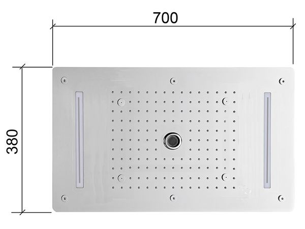 2020 New Design Shower Head LED Ceiling Square Overhead 700x380mm Bathroom Stystem Rain Waterfall Bubble Mist DF5422