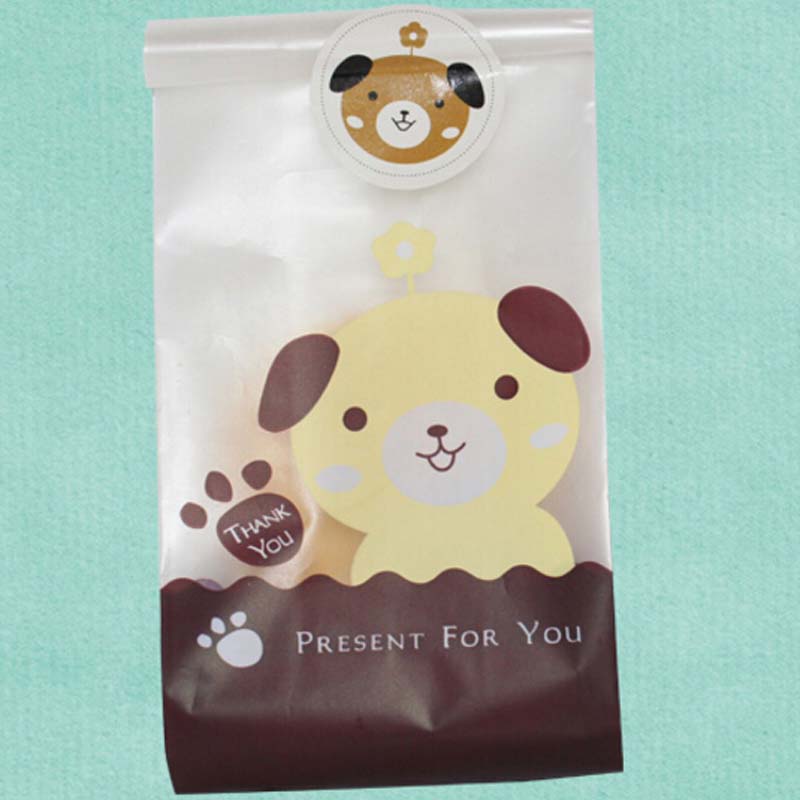 50pcs-Pack Lovely Dog Pattern Gift Packaging Bag Candy Bags Biscuit Cookies Bags Party Supplies Material Escolar Papelaria