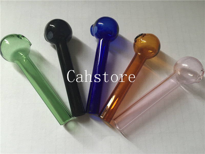 Wholesale 7CM mixed colorful Pyrex Glass oil burner pipe colorful glass oil burner glass tube glass pipe oil nail