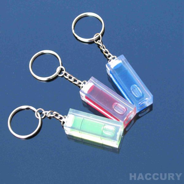 (50 Pieces-Lot) 15*15*40mm Keychain Level Bubble Spirit Level Vial Water Level Meter Green Blue Red Business Gifts
