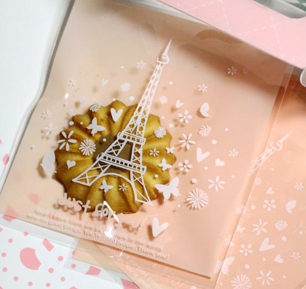 new 200pcs lot paris eiffel tower self adhesive seal snack bags lovely biscuits bread cookie gift bag 10x104cm envelope