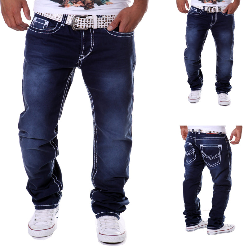 Men Jeans 2022 Long Homme Pantalones Hombre Leisure Gradient Color Men Pants Double Pocket QWEOMVXZV1 Men's
