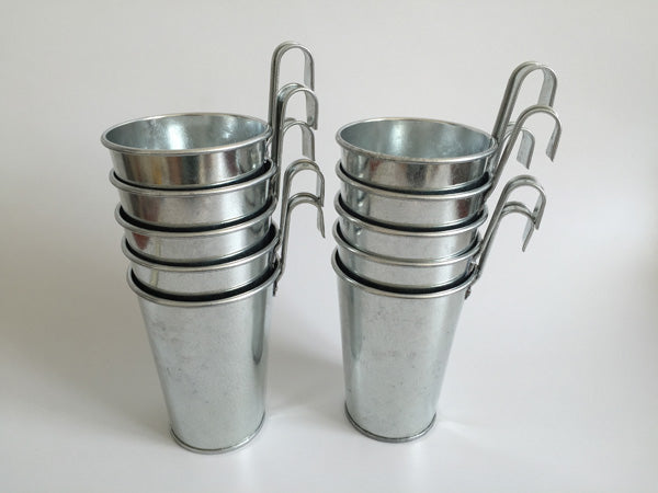 D8XH11CM Hook Planter Galvanized Hanging small vase Iron pots Flower metal Garden Fence Decor Old Antique Style