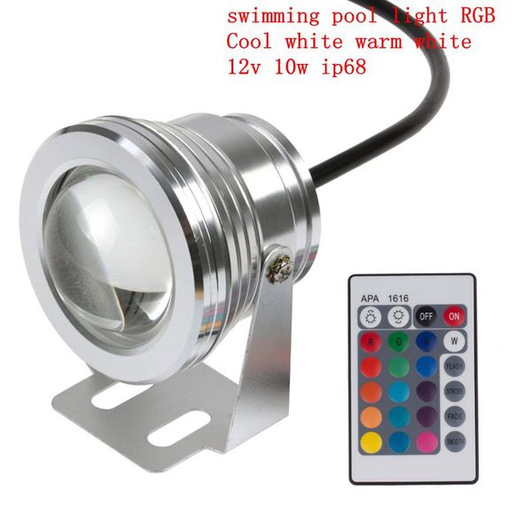 16 Colors 10W 12V RGB LED Underwater Fountain Light 1000LM Swimming Pool Pond Fish Tank Aquarium LED Light Lamp IP68 Waterproof