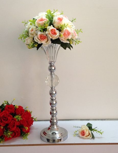 Creative 53 cm Height Silver Metal Candle Holder Wedding Centerpiece Event Road Lead Party Flower Rack Home Table Vase 1 Lot = 10 pcs