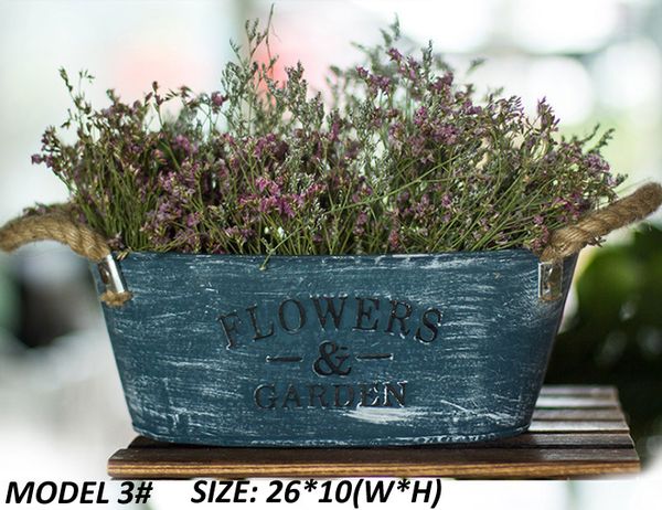 5PCS-PACK Rustic &#039;Flowers & Garden&#039; Bucket Design Mini Small Metal Succulent Plant Container w- Twine Handles -Pant Pots Wholesale