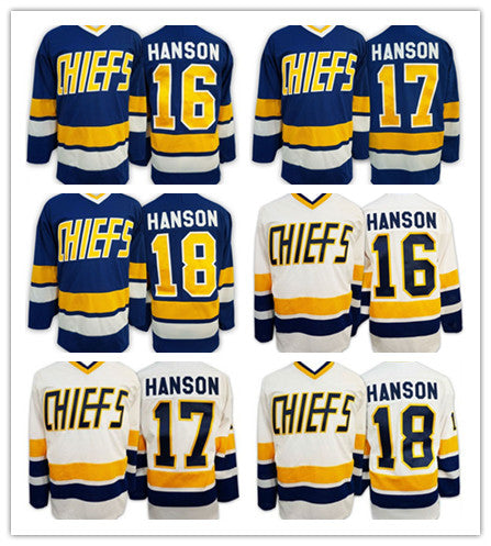 2016 Brothers Charlestown Slap Shot Movie CCM Hockey Jerseys Cheap 16 Jack Hanson 17 Steve Hanson 18 Jeff Hanson 7 Reggie DUNLOP Blue