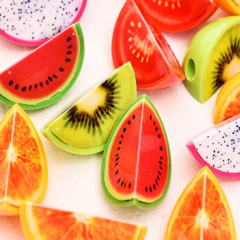 Creative 20pcs-lot Cute Fruit Cartoon Kids Pencil Sharpener for Pencils School Office Stationery Christmas Kid Gift Prize