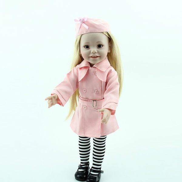 18 inch Handmade Full Vinyl American Girl Doll Fashion Reborn Toys Chilldren Birthday Gift Valentine&#039;s Day Dolls Blond