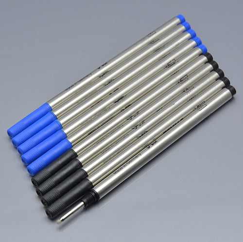 High Quality (10 pieces-lot ) 0.7mm black - biue refill for Roller ball pen stationery write smooth pen accessories