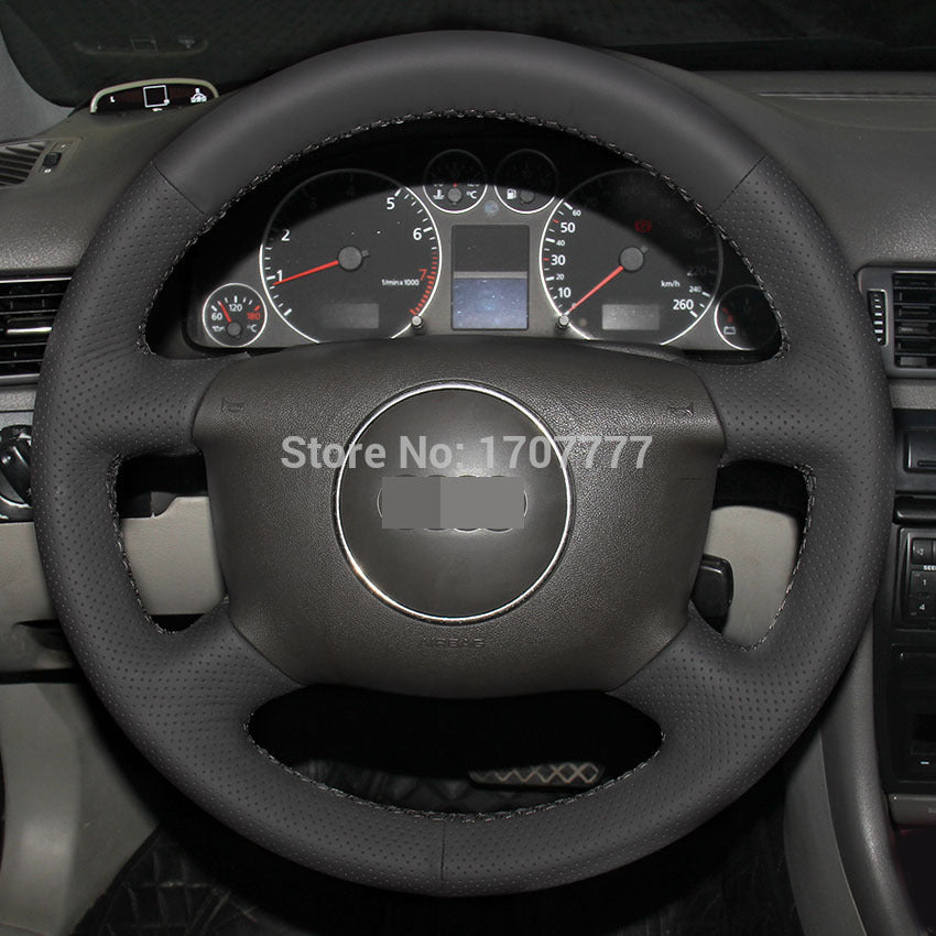 Black Leather Hand-stitched Car Steering Wheel Cover for Audi A6 2000-2004 Audi A3 2000-2003