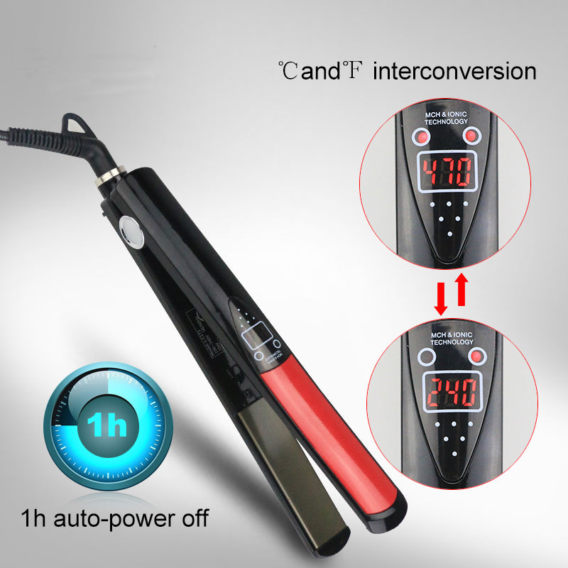 1 Inch Tourmaline Ceramic Hair Straightener with MCH Heater and LCD Display Fast Straightening Hair Styling Tools with Retail Box