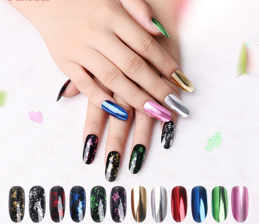 F407 Hot SaleÂ Colorized Nail Foil Powder Fireworks Laser Magic Mirror Shiny Powder Foil Glitter Powder Bottled Foreign Trade