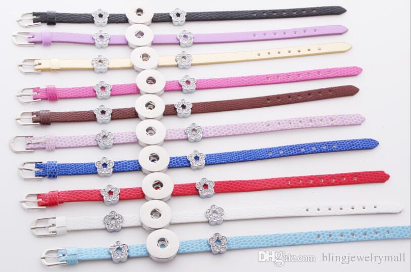 Litchi Grain Pu Leather Snap Button Diy Wristband Bracelets Can Match With 18mm Snap Buttons Z84