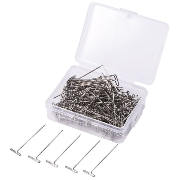 silver T head pin for Blocking Knitting, Modeling and Crafts, Silvery,3.2 cm, 200 Pieces