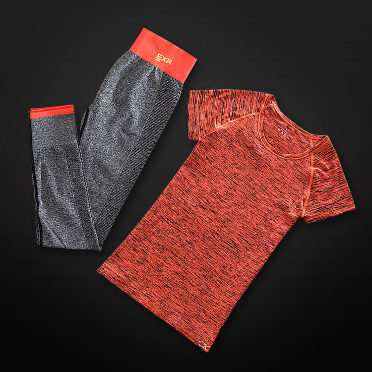 New women two piece set yoga shirt and capris sport jogging suits fitness gym tracksuit clothing dry quick leggings pants