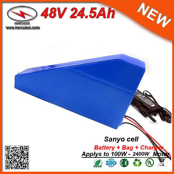 2400W Safe and Reliable Quality 48V Lithium Ion Battery Packs Electric Bike Battery 48V 24.5Ah Triangle Battery in 3500mAh cells