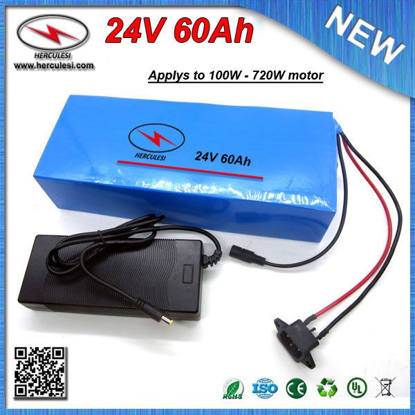 Powerful 24V 60Ah Lithium ion Battery pack for 700W Electric Bicycle E Bike with PVC Case 18650 Samsung cell 30A BMS + Charger