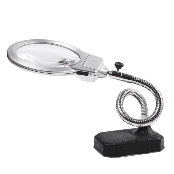 Freeshipping High Quality 2 LED Light 2.25-5X Magnifier Desk Lamp Repair-Reading Clamp Desktop Magnifying Glasses With Light