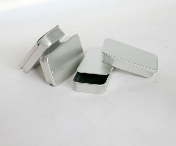 Wholesale 1000pcs-lot Fast shipping plain silver color slide top tin box,rectangle candy usb box case