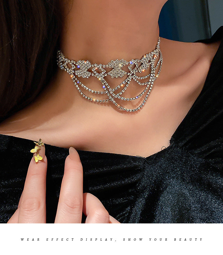 European and American fashion Simple personality choker chain diamond necklace jewelry female DHL TNT UPS FedEx