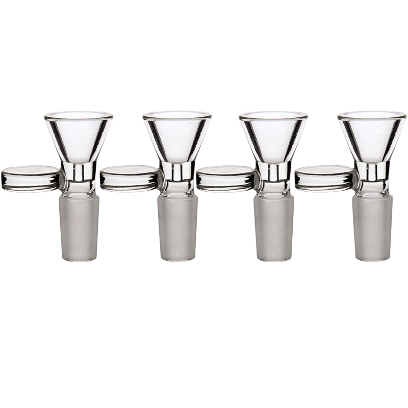 Glass Smoking Bowls With Round Plate Handle Slide Filter 14mm 18mm Male Female Bowl Joints For Bong Hookah Water Pipe