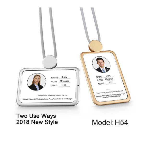 Metal 45cm Lanyard Tag Sleeve Aluminum Vertical and Horizontal 2 Use Practical Office ID Card Badge Holder Employee Name Card Case