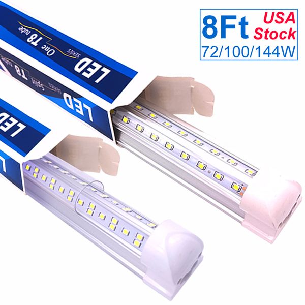 8FT LED Shop Lights , 96 Inch 8 Ft Linkable Integrated Tube Bulbs , V Shape 72W 100W 144W 15000LM, 8&#039; Cooler Lights , 96&#039;&#039; In