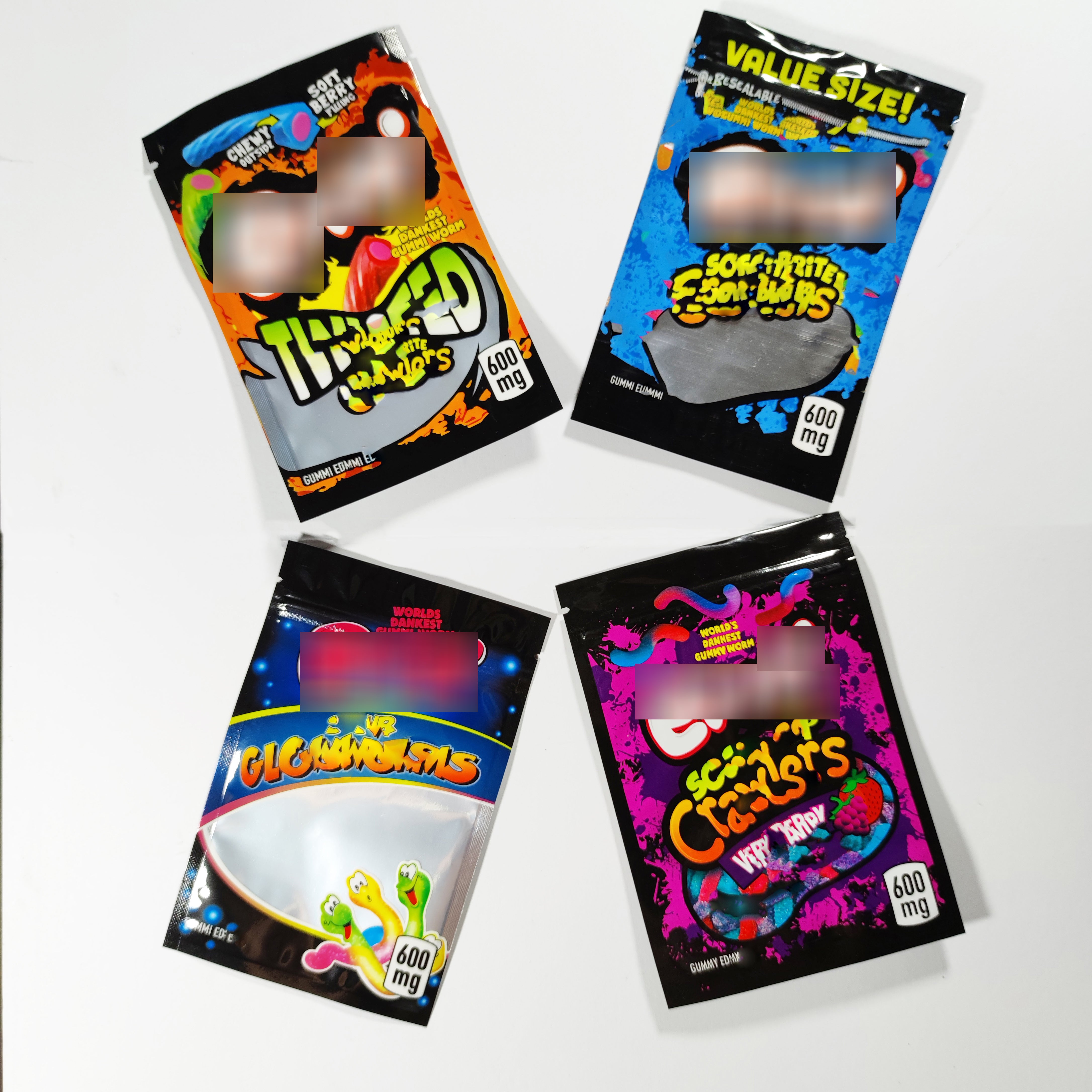 EMPTY Eeoorrllittt Sour terp Crawlers Bag 3.5g 600mg Gummy Edibles Very Berry candy gummi Childproof zipper lock Mylar Child Proof Packaging Bags