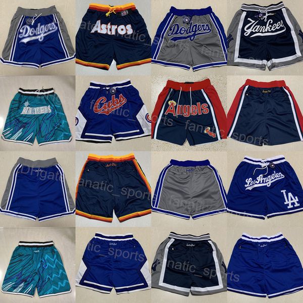 Men Team Baseball Short Sport Just Don Running Pant Hip Pop Elastic Waist HipPop Pocket Zipper Wear Sweatpants Drawstring Stitched Navy Blue