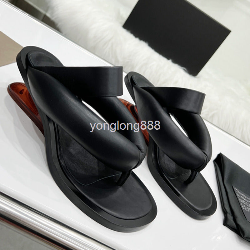 Slippers Jil non slip external wearing slope heel raised sandals women&#039;s versatile leather bubble bread herringbone toe women