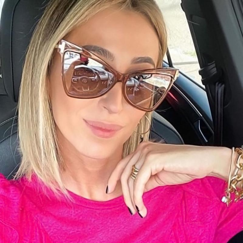 Sunglasses Fashion Retro Oval Frame UV400 Vintage Women Female Black Red Cat Eye Sun Glasses Brand Designer Eyewear Mirror