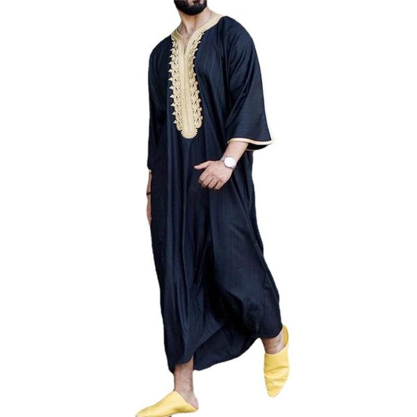 Ethnic Clothing 2022 Ramadan Caftan Muslim Sets Abaya Man Shirt Youth Qamis Homme Loose Casual V-neck Solid Color Islamic Fashion