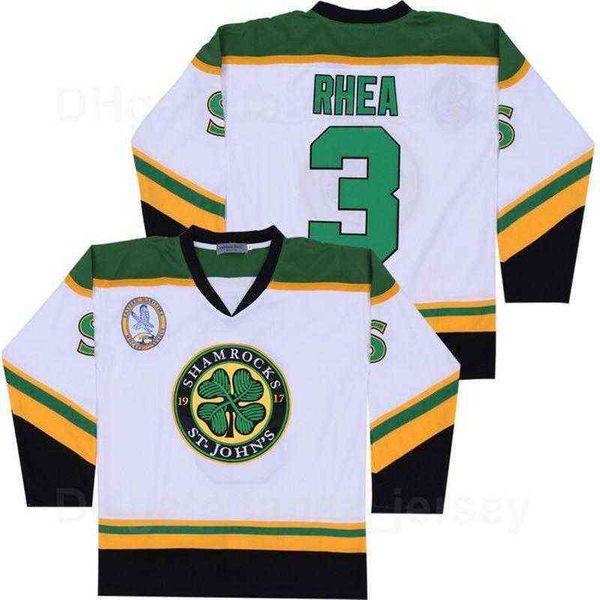 College Hockey Wears Nik1 Ross The BOSS Rhea College 3 ST Johns Shamrocks Jersey Men Movie Ice Hockey Team Black Color Green Away White All