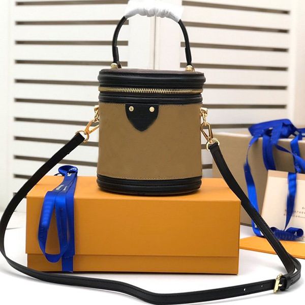 Claasic Cannes Beauty Case Women Handbag Purse Genuine Leather Crossbody Bag Removable Shoulder Strap Bags Bucket Makeup Box Bags