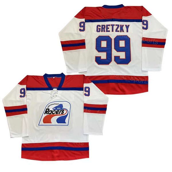 Movie College 99 Wayne Gretzky Racers Hockey Jersey Men Embroidery And Stitched University Breathable Team Color White For Sport Fans Pure C