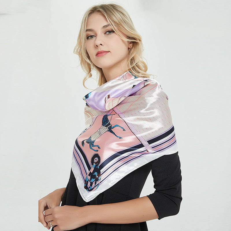 Scarves Designer 2022 spring new silk scarve wholesale satin simulation silk female 90cm wraps large square towel soavy purple accompaniment gift sc
