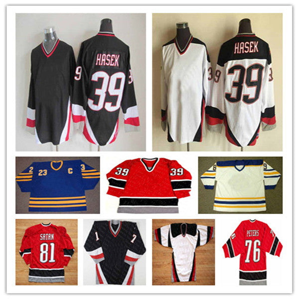 Buffalo Vintage Hockey DOMINIK HASEK Jersey 48 Daniel Briere 29 JASON POMINVILLE 9 DEREK ROY Jason Woolley Brian Campbell Curtis Brown Miroslav Sata