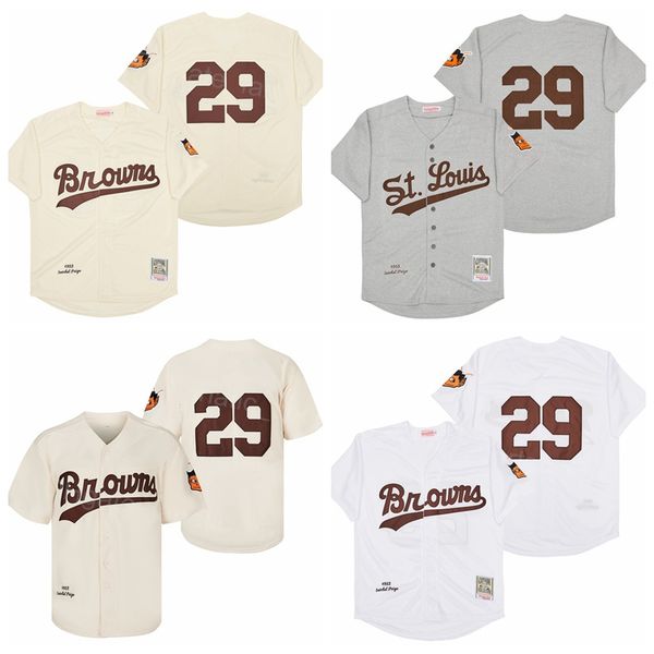 Men 1953 Retro 29 Satchel Paige Vintage Baseball Jersey White CREAM GREY Team Color Embroidery And Sewing Cool Base Retire Cooperstown For S