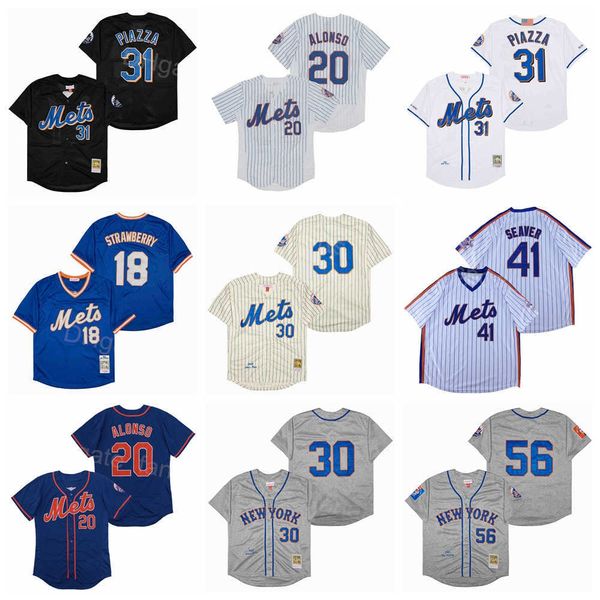 Man Vintage Baseball 30 Ryder Ryan Jersey 1965 1969 1983 Retro 31 Mike Piazza 20 Pete Alonso 41 Tom Seaver Retire Pinstripe All Stitched Pul