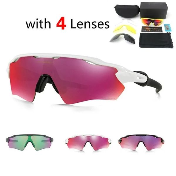 4 Lens Sports Outdoor Cycling Sunglasses UV400 Polarized Len MTB Bike Goggles Men Women EV Riding Sun Glasses Brand New O9001 Running Sungla