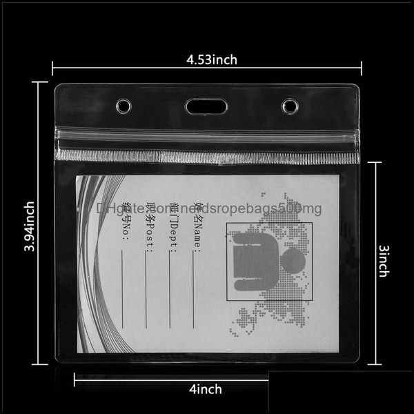 Business Card Files Desk Accessories Office School Supplies Industrial 4X3 Inch Name Id Badge Health Record Holder Case With Lanyard Clip