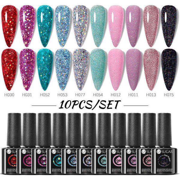 NXY Nail Gel 10pcs Glass Bottle Glitter Sequin Polish Set Kits Semi Permanent Soak Off Uv Led Varnish All for Manicure 0328