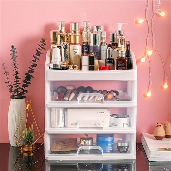 Jewelry Container Make Up Case Makeup Brush Holder Organizers Box Organizer Drawers Plastic Cosmetic Storage Rack 220329