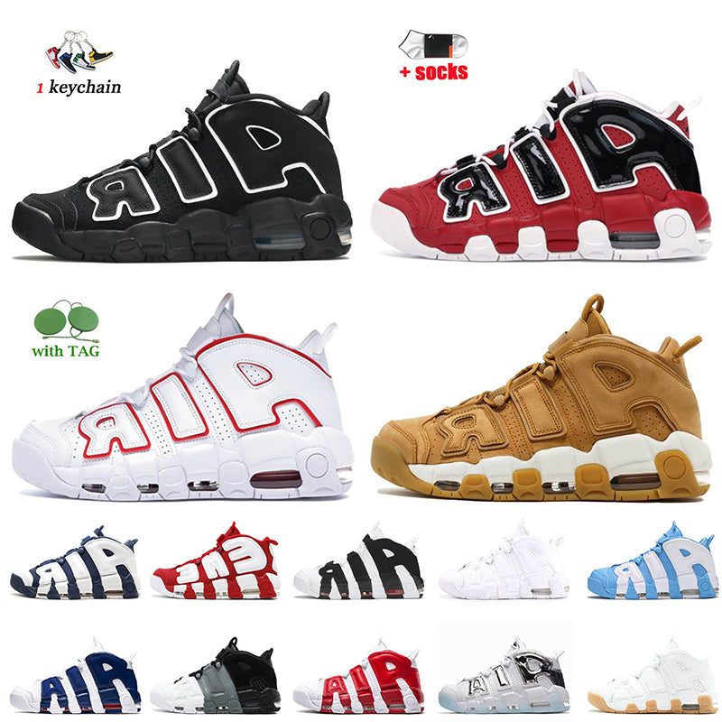 Shoes Basketball Women Mens Uptempos Scottie Pippen Black Bulls Hoops Pack White Varsity Red Premium Wheat University Blue Unc Split Trainers Sneake