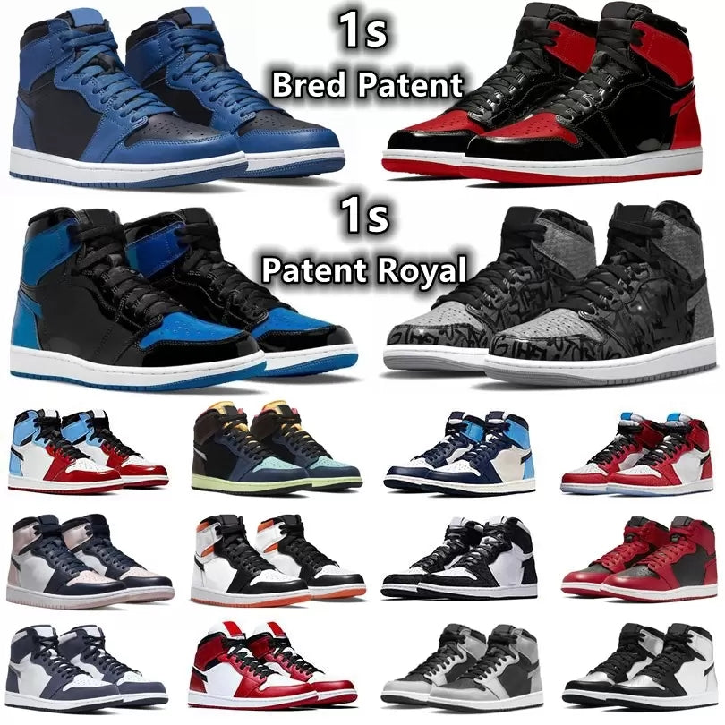 1 1s mens Basketball Shoes Sneakers Rebellionaire Bred Patent Dark Mocha Marina Blue Bubble Gum Obsidian Shadow Royal Toe Twist men women trainers S