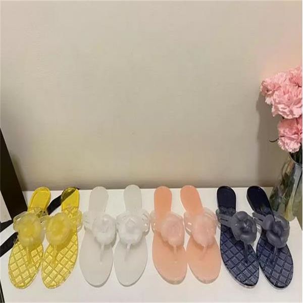 2022 designer brand spring and summer flat bottom slippers women&#039;s flip flops transparent candy jelly PVC material 35-40 size