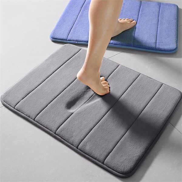 Water Absorption Rug Bathroom Mat Shaggy Memory Foam Bath Set kitchen Door Floor Carpet For Toilet Non Slip bath mats 220401