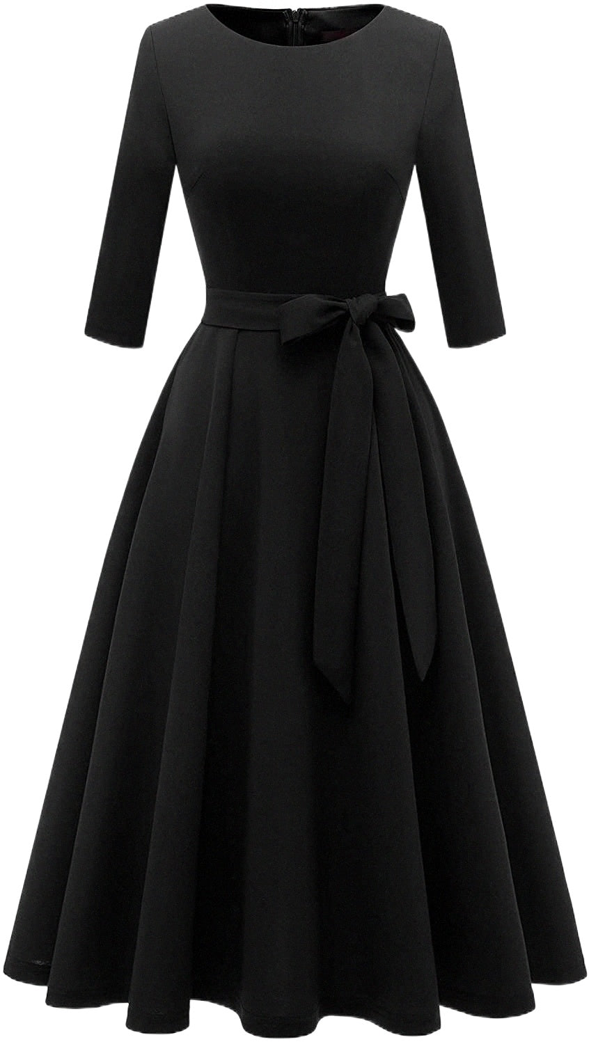 prom Tea Dress Vintage Swing Cocktail Dress, 3-4 Sleeves Scoop Neck B5JL#